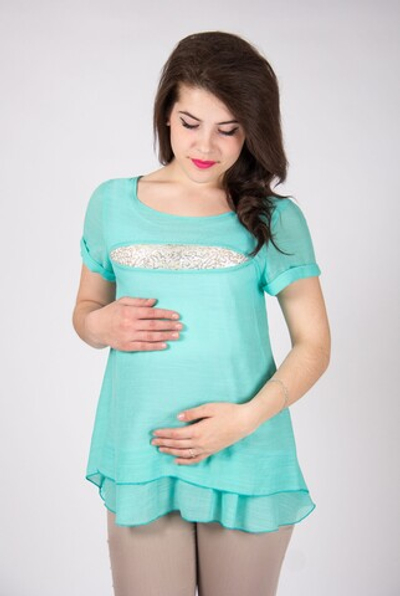 Туника для беременных из тонкой жатой вискозы с пайетками на размер 46,50