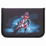 Пенал с наполнением BRAUBERG, 1 отделение, 1 откидная планка, 24 предмета, полиэстер, 21х14 см, "Motocross", 270319