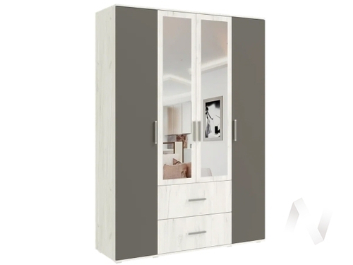 Шкаф 4-х ств (1600) Спальня Фиеста NEW (дуб крафт белый/графит)