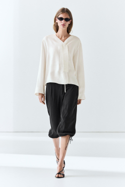 Massimo Dutti Блуза из льняной ткани с пуговицами, белый