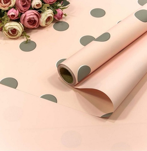 Пленка матовая "Горошек" Бледно-розовая/Серая