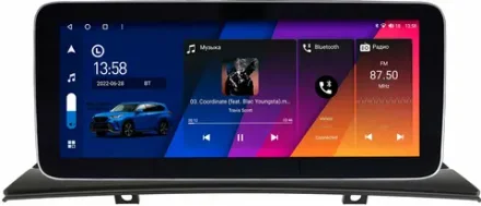 Магнитола BMW X3 E83 2003-2010 - Canbox H-Line 2108 монитор 12.3" QLED в стиле MERCEDES на Android 10, ТОП-процессор, CarPlay, 4G SIM-слот