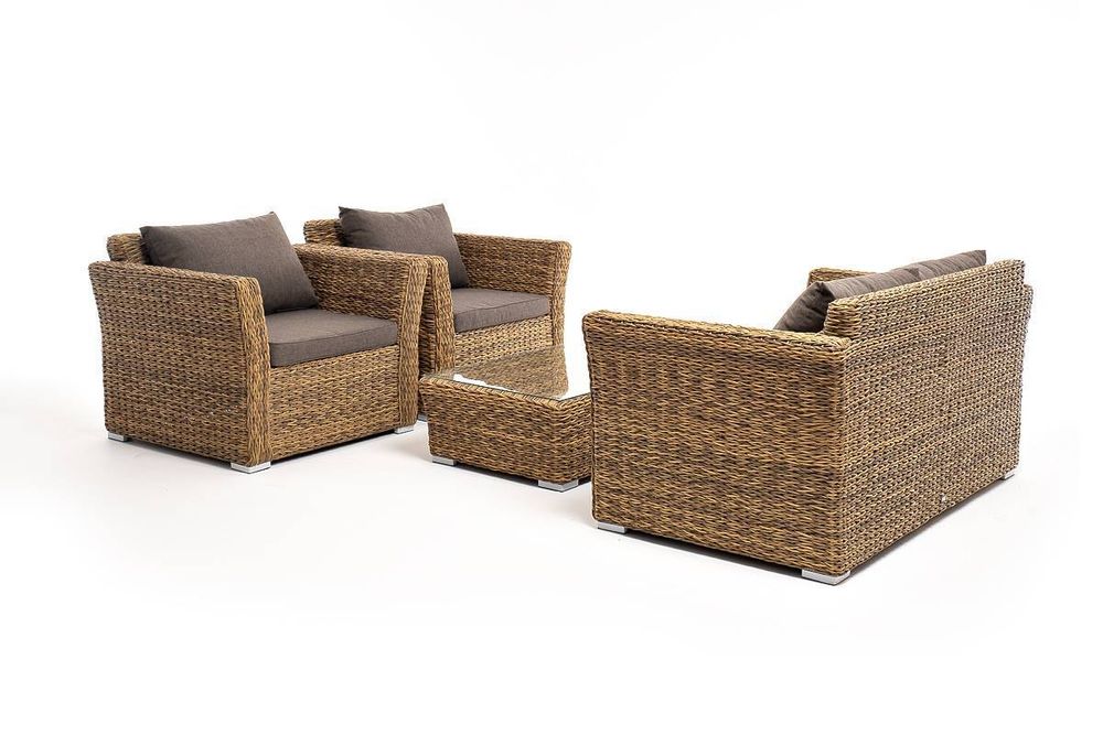 "Капучино Сингл" лаунж-зона из искусственного ротанга (гиацинт), цвет соломенный