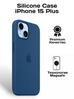 Силиконовый чехол Silicone Case iPhone 15 Plus, c MagSafe, Темно-синий
