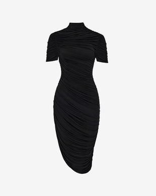 Платье миди из трикотажа с драпировкой
