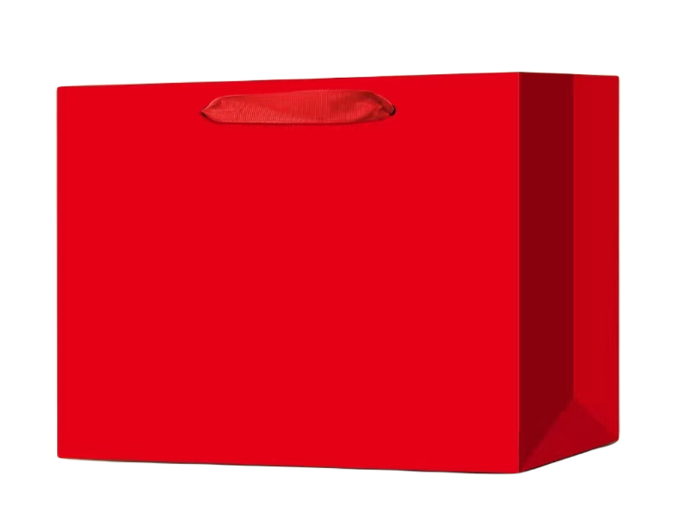 150017 Пакет подарочный с ручками, h=25см, l=29см, картон красный