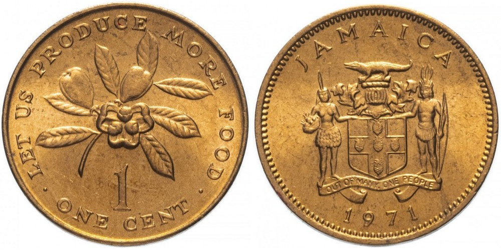 Ямайка 1 цент, 1971 - 1974 ФАО UNC