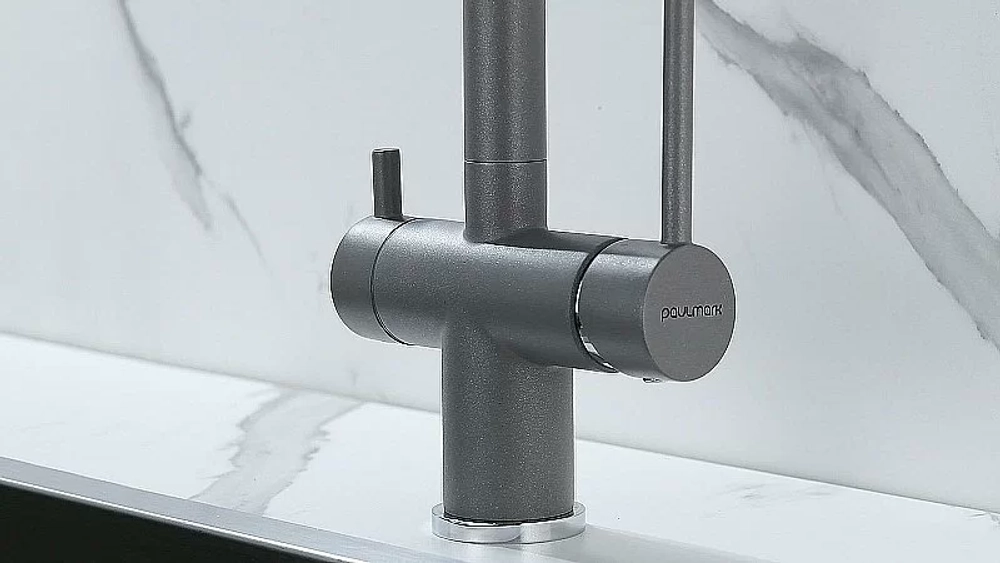 Смеситель для кухни Paulmark Serpentine Se213222-GRM серый металлик