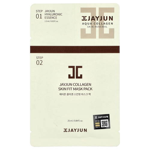 Jayjun Cosmetic, 2 Step Aqua Collagen Skin Fit, набор масок для лица с коллагеном, 1 набор