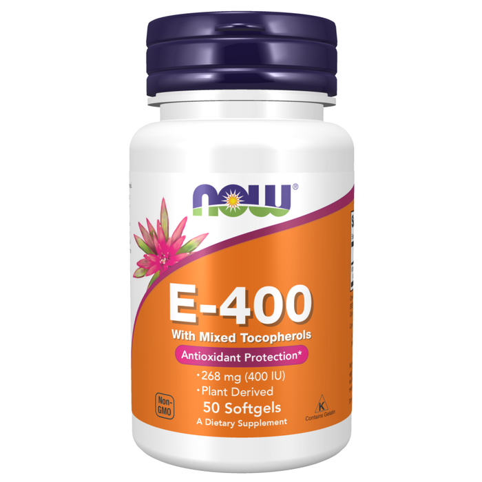 Витамин E со смешанными токоферолами, Vitamin E-400, Now Foods, 50 капсул
