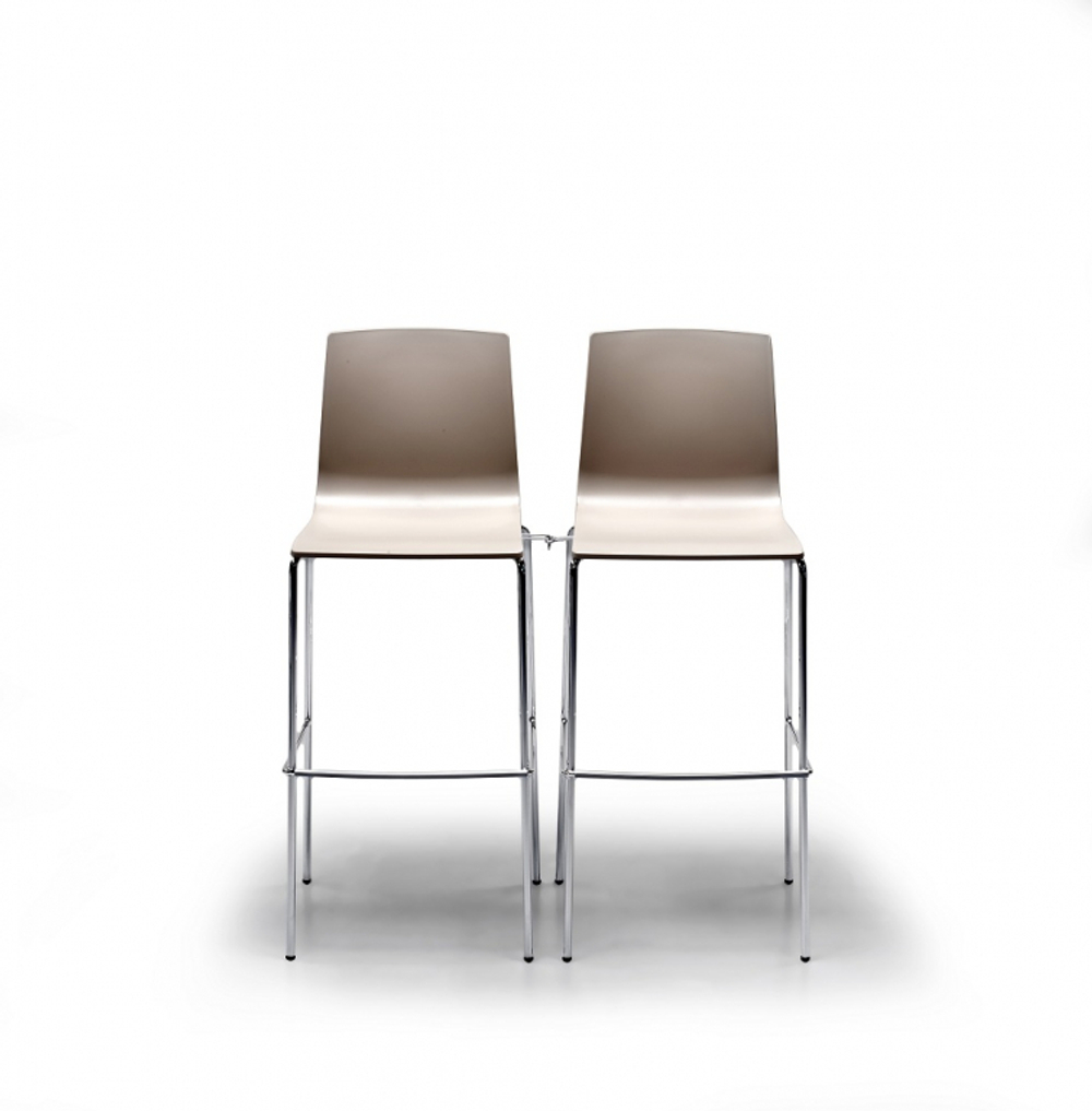 Стул барный пластиковый Scab Design Alice Barstool, хром, тортора