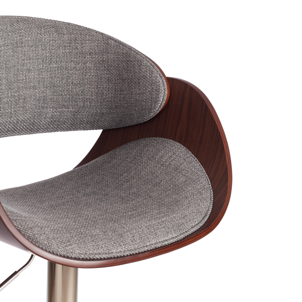 Барный стул LANDO (mod.4036) металл/дерево/ткань, 59х51х93-114 см, высота сиденья 62-83 см, серый/орех/хром, Aimcasa 28