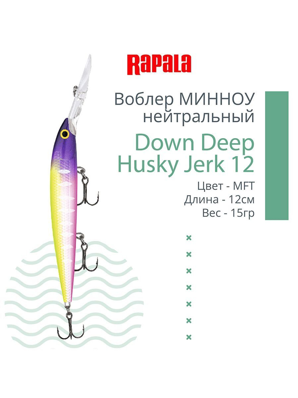 Воблер RAPALA Down Deep Husky Jerk 14, 14см, 23гр, цвет GF