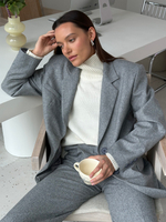 Брюки из шерсти со складками светло-серые