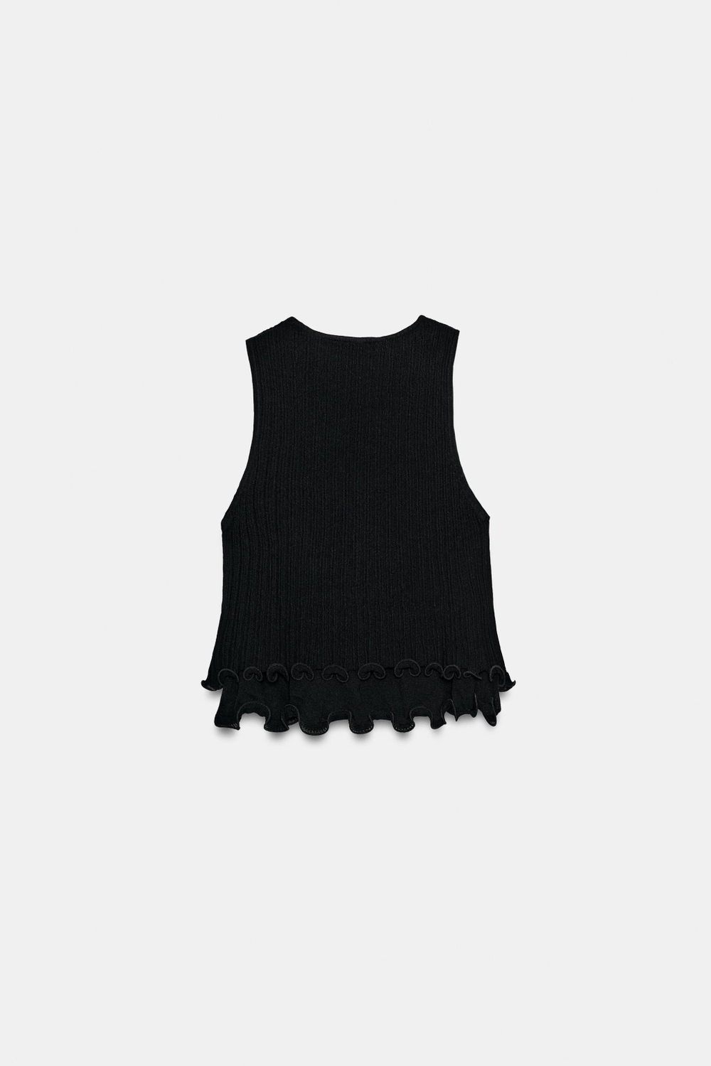 ZARA ДВУХСЛОЙНЫЙ ТРИКОТАЖНЫЙ ТОП, ЧЕРНЫЙ