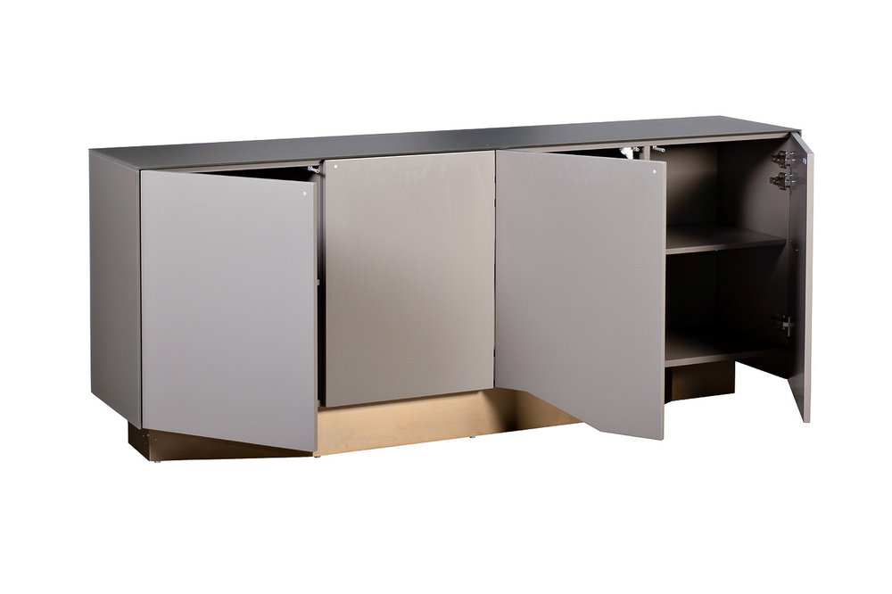 Комод со стеклянной столешницей 80х42х200см Garda Decor серый с бронзой