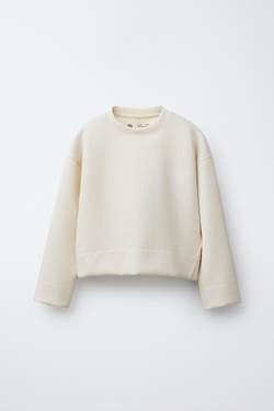 ZARA ТОЛСТОВКА С НАДПИСЬЮ, ЭКРЮ