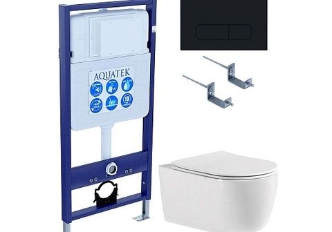 Комплект Set Aquatek Европа (унитаз + инсталляция + звукоизоляционная прокладка + крышка-сиденье soft-close + крепления к стене + панель смыва)