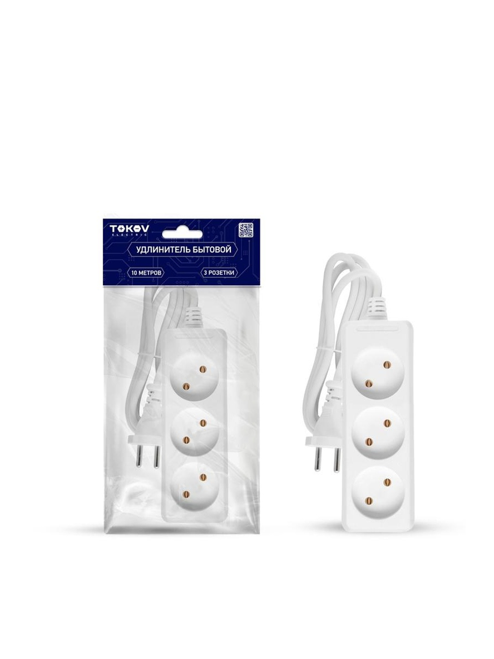 Удлинитель 3х10м без заземл. 16А 2х1 TOKOV ELECTRIC TKE-C01-BU3-10-1