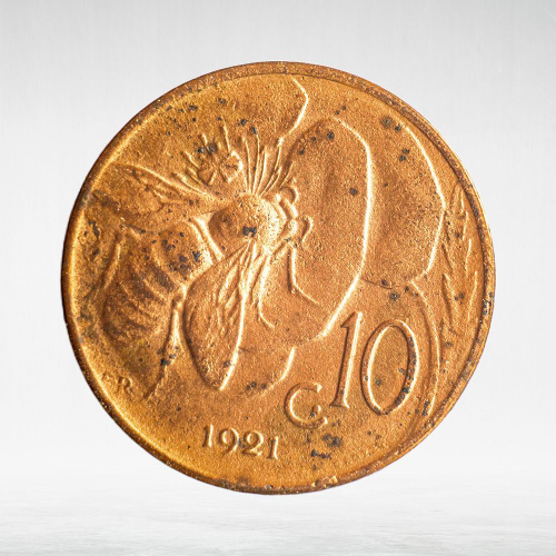 Italy 10 Centesimi 1921 R "Victor Emmanuel III", XF