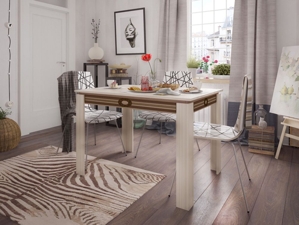 Стол обеденный раскладной "Гермес 1" (дуб млечный/венге), ЛДСП 16 мм, Мебельсон, г. Ижевск