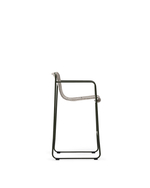 Полубарный стул Maurina из зелёной оцинкованной стали и экрю и серого шнура 64,5 см