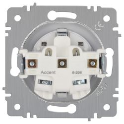Розетка Intro Accent 6-206-01 2P+E Schuko со шторками, 16А-250В, IP20, СУ, AL/CU, белый