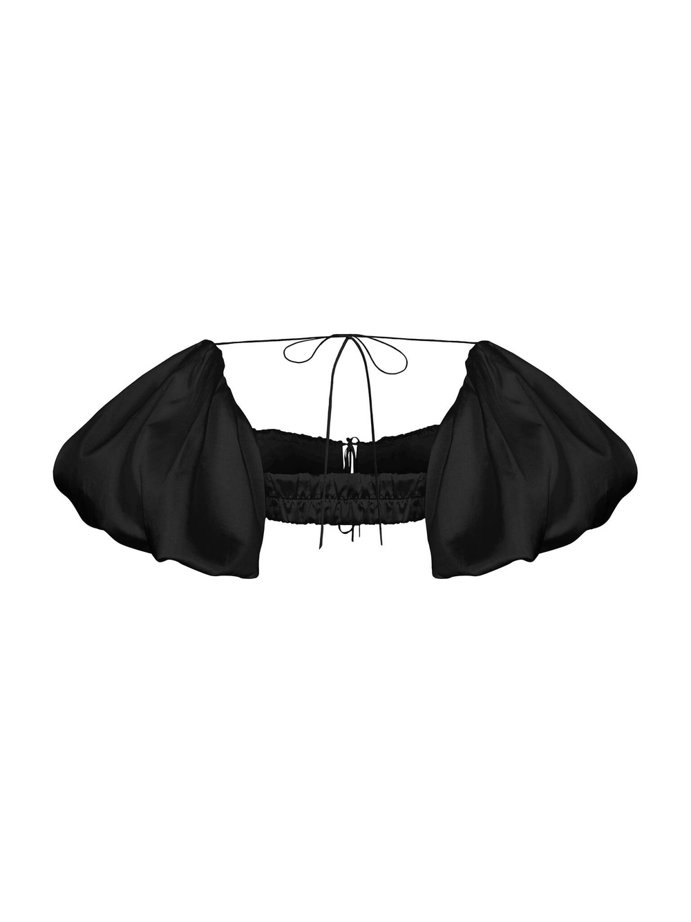 Топ укороченный драпированный из тафты с объёмными рукавами