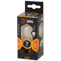 Лампочка светодиодная ЭРА F-LED P45-7W-827-E14 frost E14 / Е14 7Вт филамент шар матовый теплый белый свет