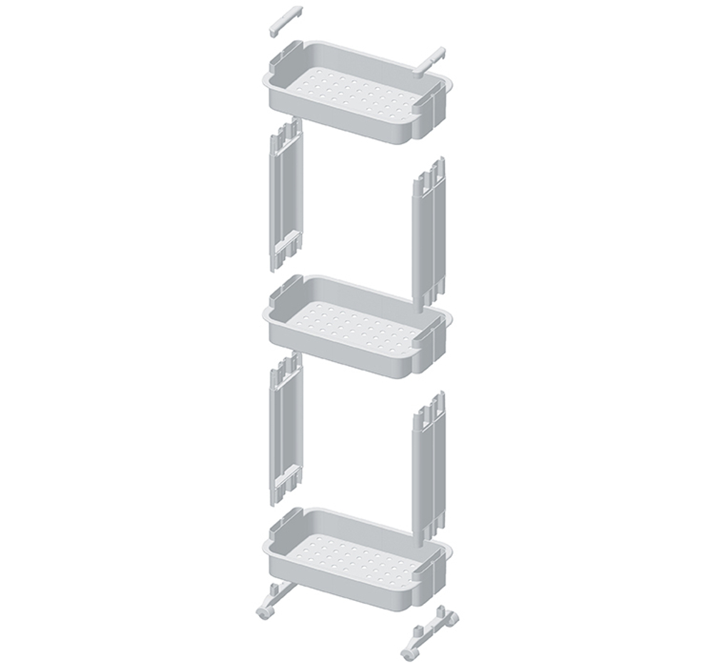 Стойка на колесах широкая (3 секции) М2733, белый