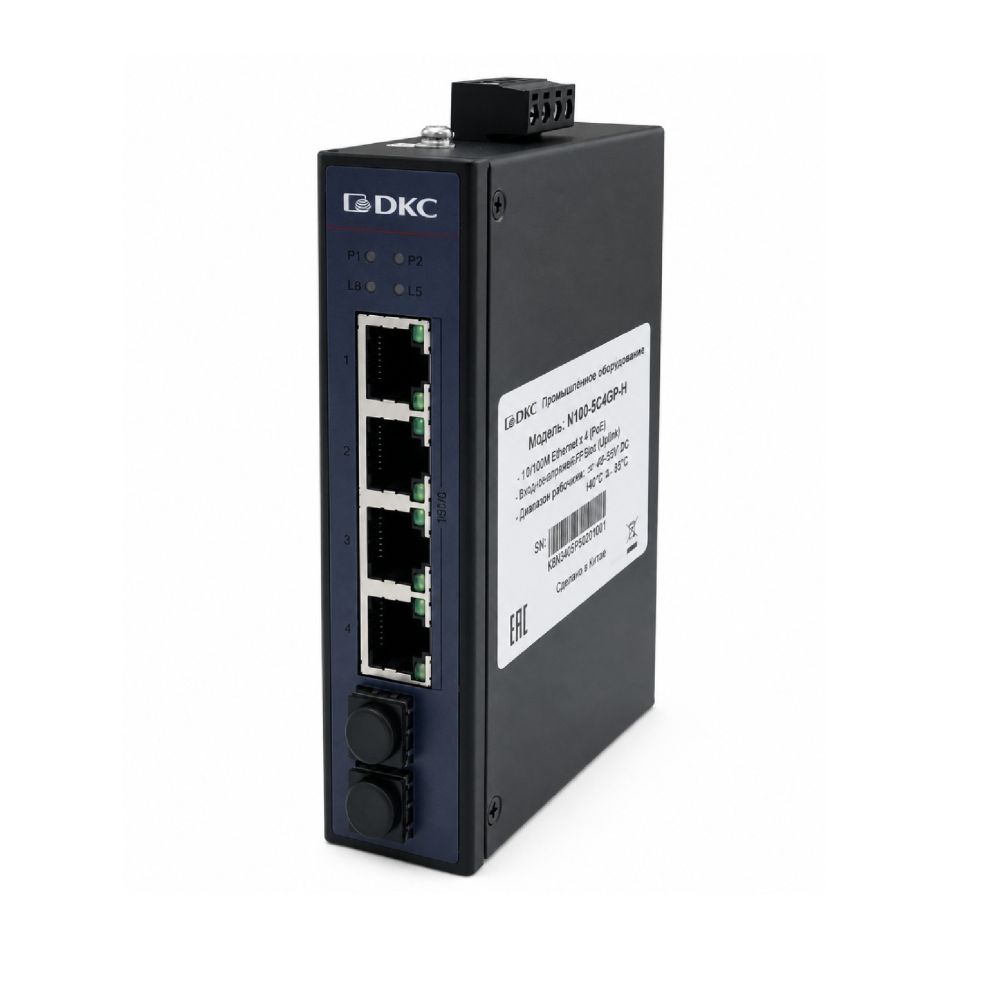 Промышленный неуправляемый коммутатор с POE/POE+, 2×10/100/1000Base SFPслота, 4×10/100/1000Base-T(X) портов RJ45 (8×POE), 48-57 DC,резервированием
