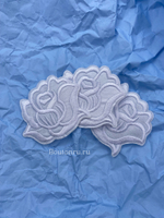 Нашивка роза белая 7 см