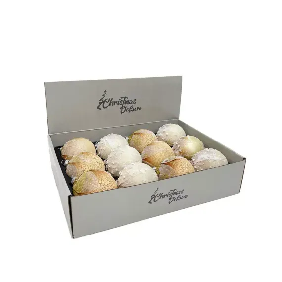 Набор стеклянных шаров Райский сад 80 мм., 9 шт., песочный, Christmas DeLuxe (13033)