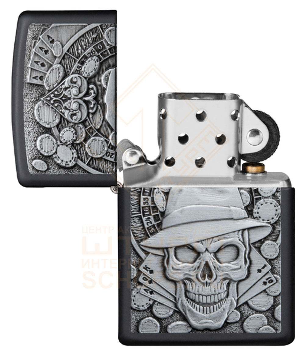 Зажигалка Zippo 49183 Gambling Skull, Black Matte