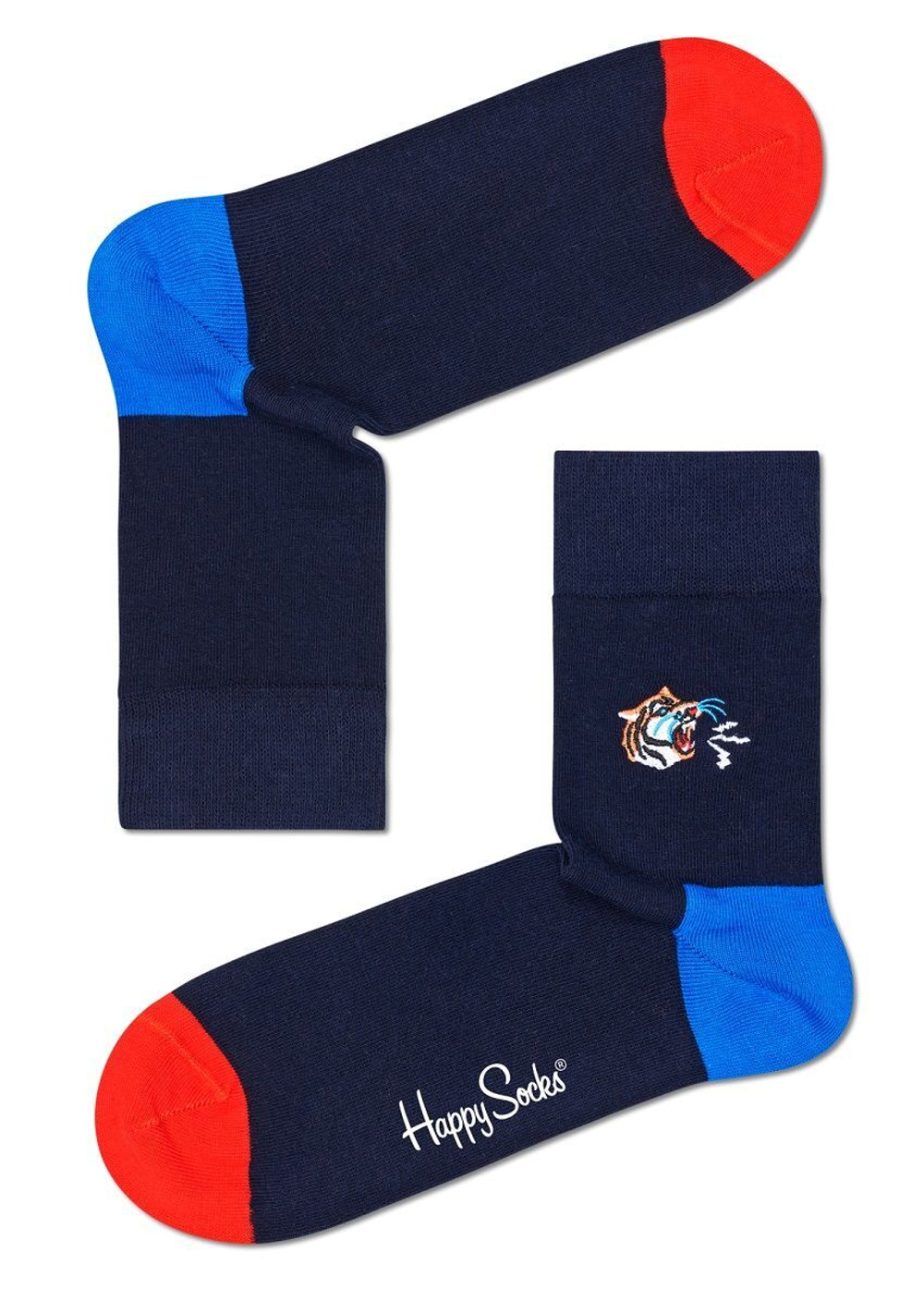 Носки унисекс Embroidery Tiger Half Crew Sock с тигром (Размер: 29) (Цвет: темно-синий)