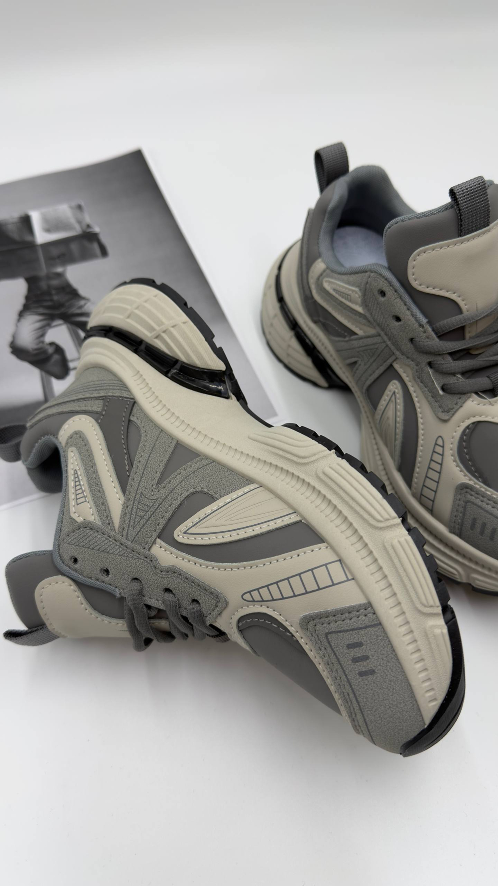 Кроссовки женские экокожа арт. 4706-14 цвет "бежево-серый"