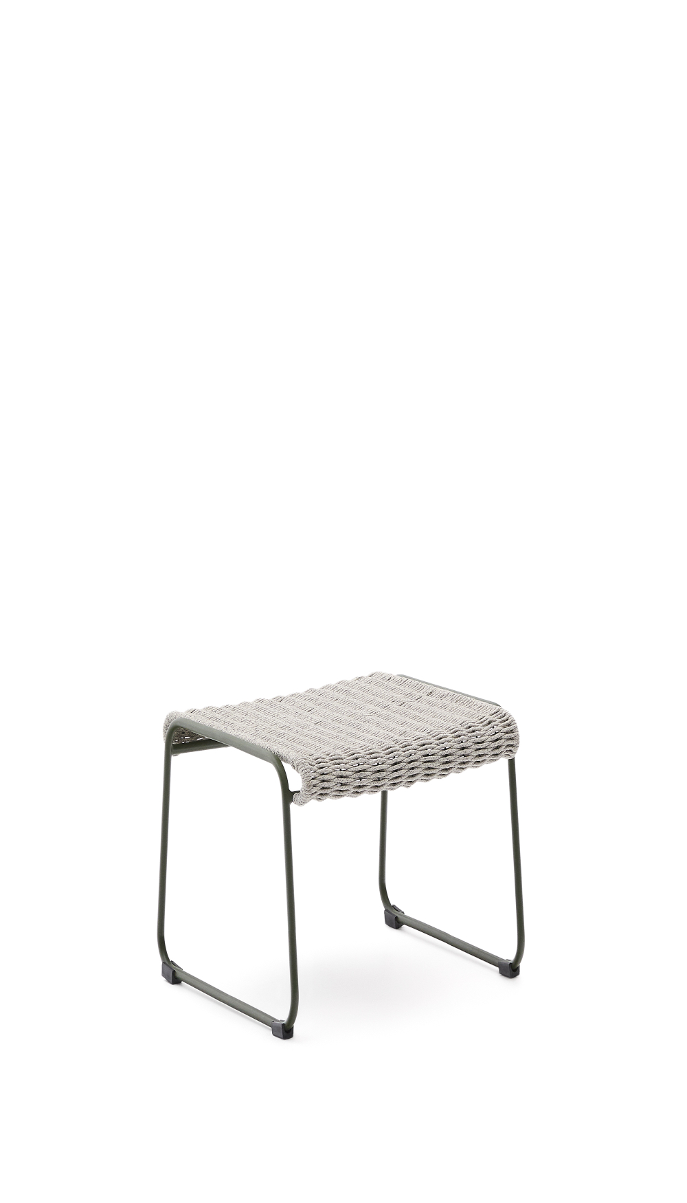 Подставка для ног Maurina из зеленой стали и серо-бежевым шнуром