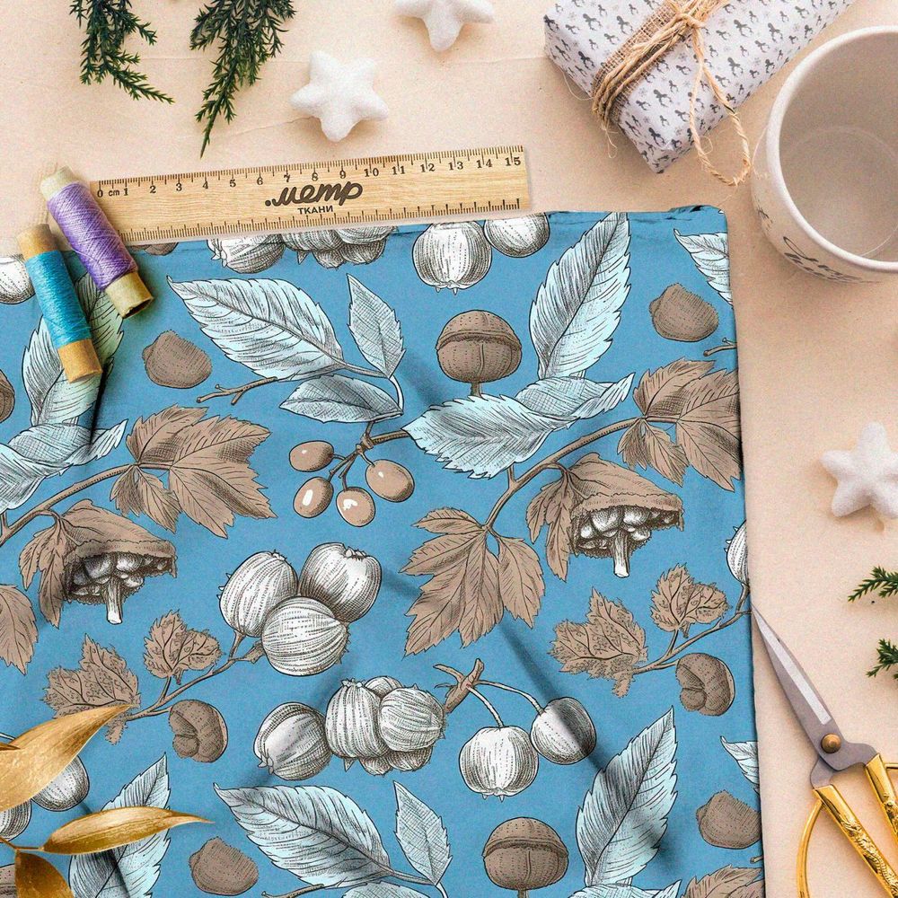 Ткань премиум таффета лесное разнообразие