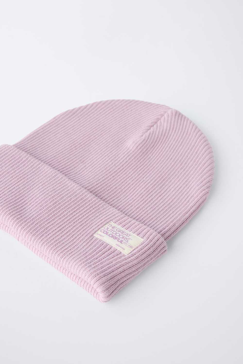 ZARA ТРИКОТАЖНАЯ ШАПКА В РУБЧИК С ЭТИКЕТКОЙ, ЦВЕТ МАЛЬВЫ