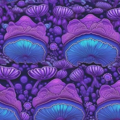 Грибы-грибочки. Психоделический транс неон. Волшебство и магия. Фракталы
