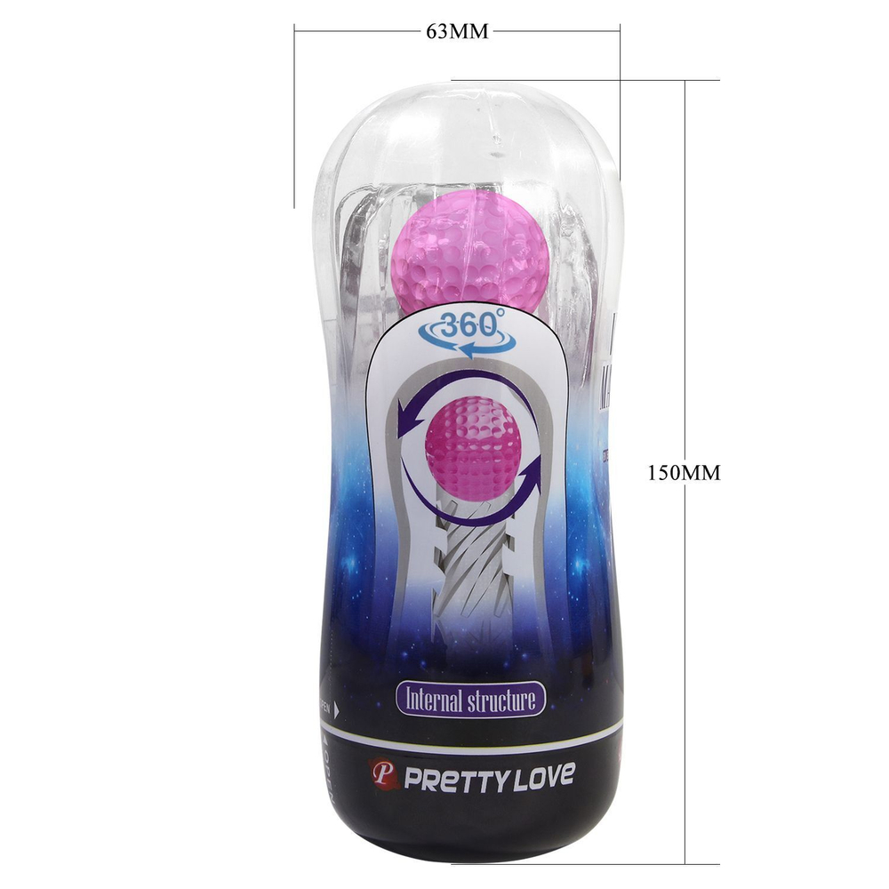 Прозрачный мастурбатор с подвижным шариком (Цвет: прозрачный)