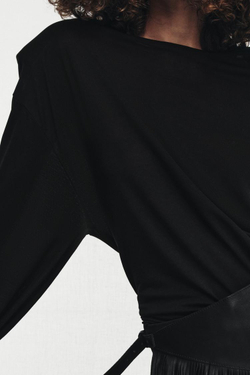 ZARA ФУТБОЛКА СВОБОДНОГО КРОЯ С ПОДПЛЕЧНИКАМИ, ЧЕРНЫЙ