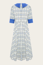 Белое платье-миди "Оливия" с геометричным принтом