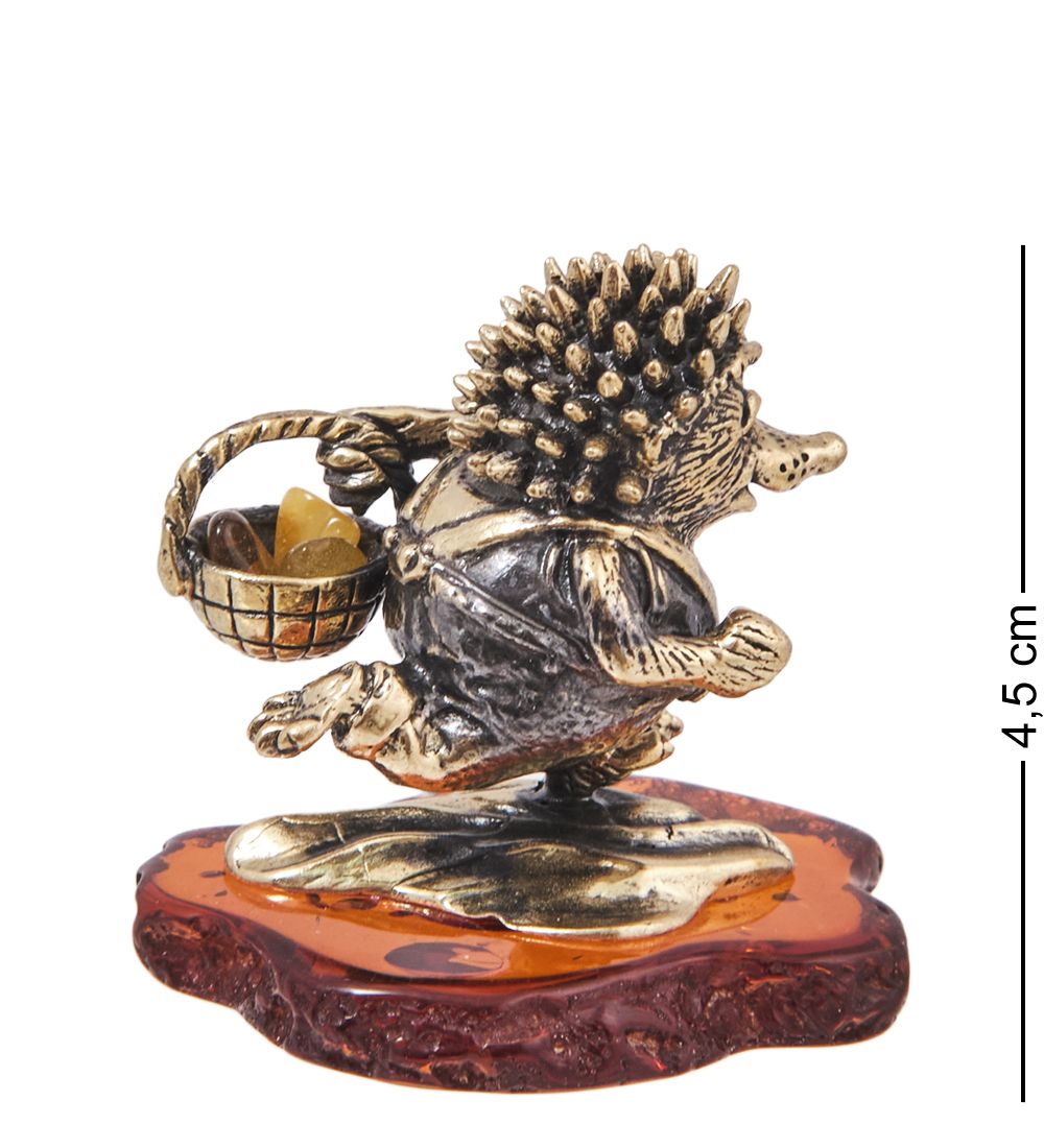 Народные промыслы AM-4130 Фигурка «Ежик с Лукошком» (латунь, янтарь)