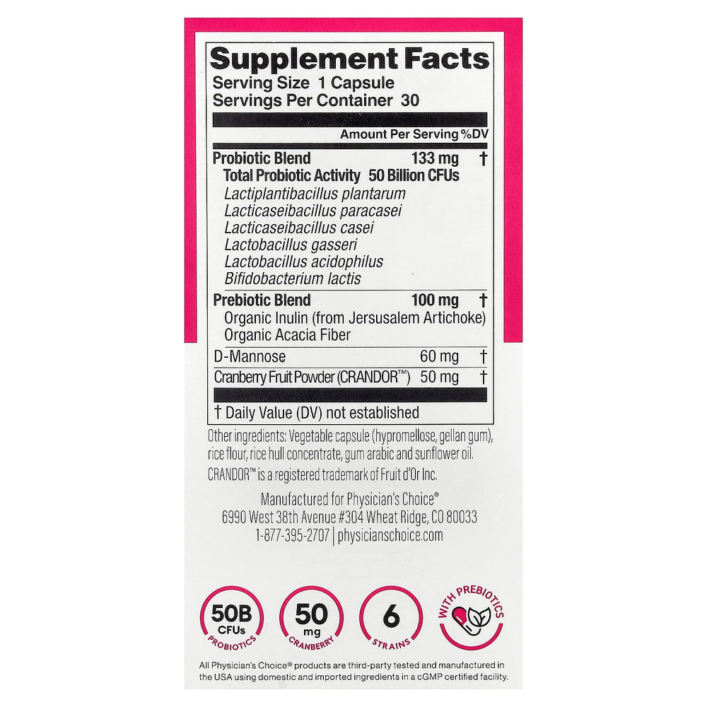 Physician's Choice, пробиотик для женщин, 30 капсул