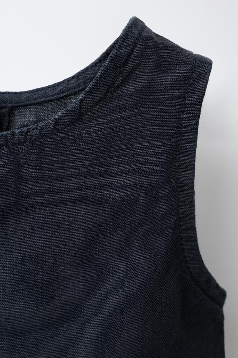 ZARA ТОП ИЗ СМЕСОВОГО ЛЬНА, МОРСКОЙ СИНИЙ