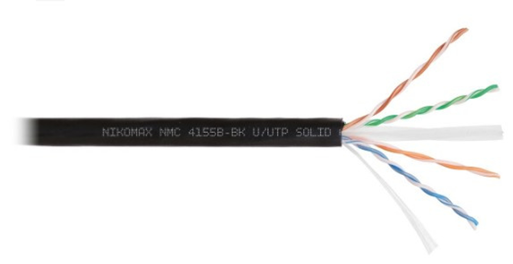 Кабель витая пара U/UTP 6a кат. 4 пары NikoMax NMC 4155B-BK