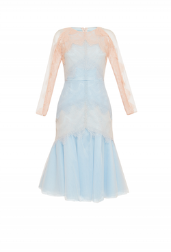 Кружевное платье с пышным воланом 34 -18SS