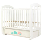 Кроватка детская Топотушки Сильвия 7 Слоники маятник, белая