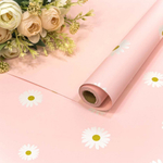 Пленка В рулоне 10 м х 58 см "Ромашки" (Розовый)